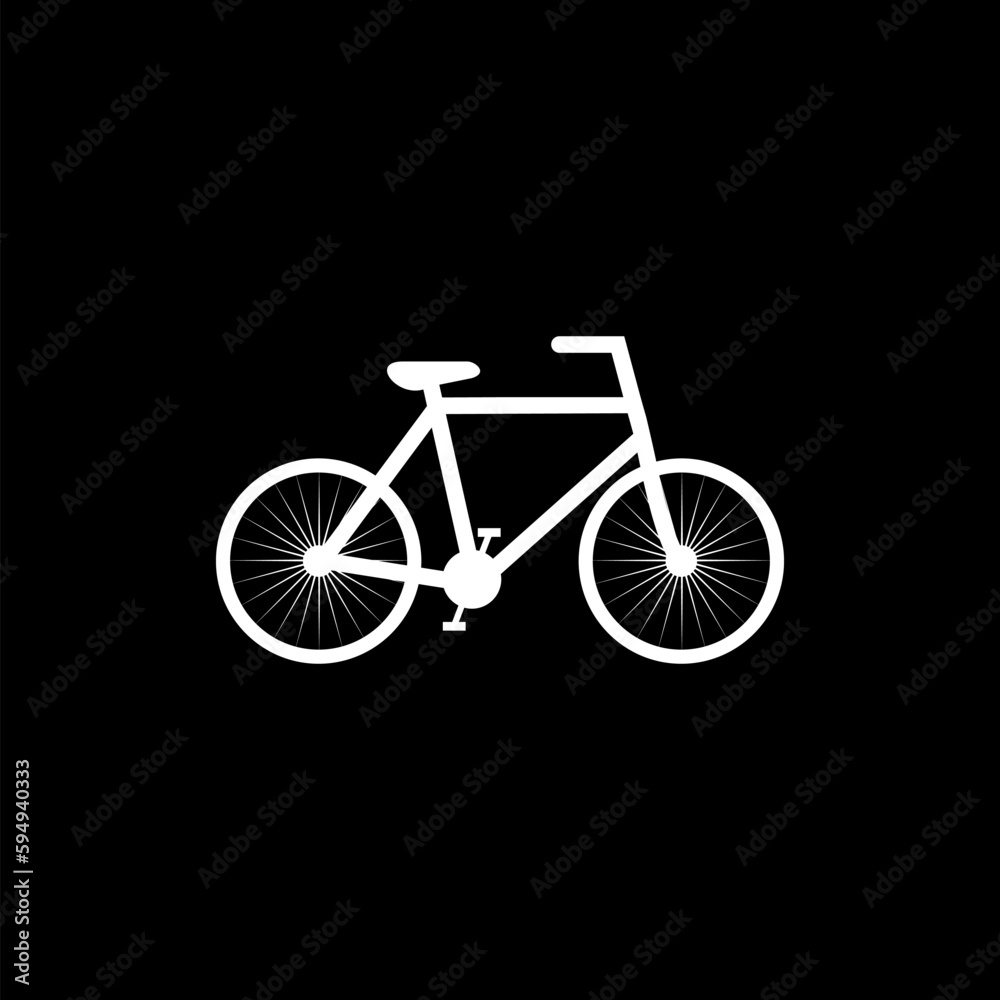 Fototapeta premium Simple illustration of mountain bike icon isolated on black