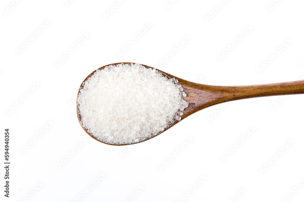 with sugar in spoon isolated on white background with sugar in spoon isolated on white background