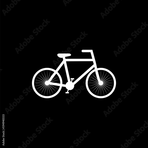 Simple illustration of mountain bike icon  isolated on black