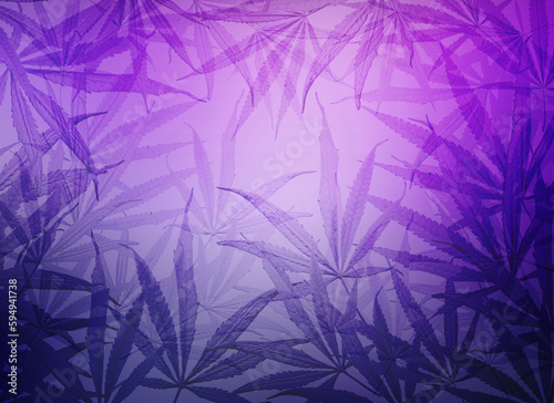 Marijuana leaf, Blue color background. Decorate for ad, poster, template print, artwork