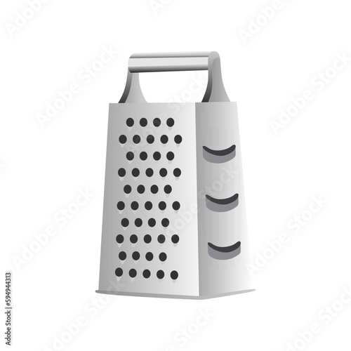 Kitchen Hand grater flat illustration. Iron grater isolated on white background. Kitchenware appliance for vegetable and cheese. Vector illustration 