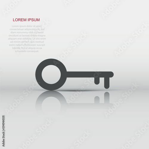 Vector key icon in flat style. Unlock sign illustration pictogram. Private secure key business concept.