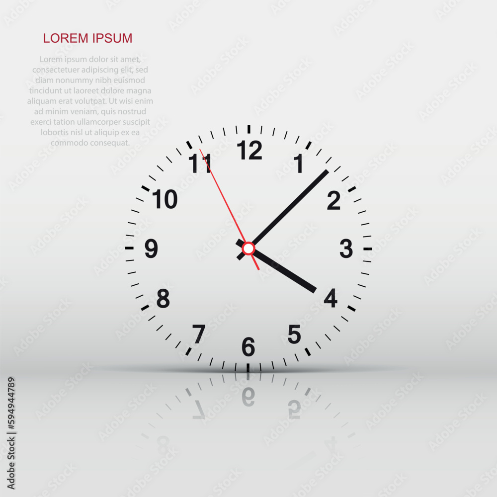 Clock icon vector illustration. Office clock on white background. Clock icon vector illustration. Office clock on white background.