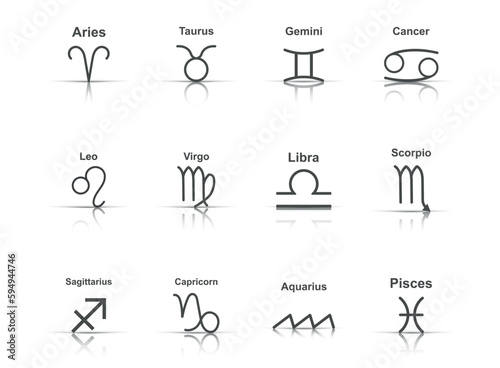 Vector zodiac icon in flat style. Astrology sign illustration pictogram. Horoscope business concept.