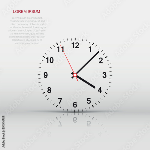Clock icon vector illustration. Office clock on white background.