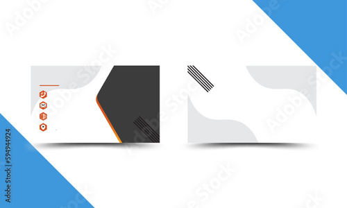 Minimalist modern corporate business card double sided design template with Black & orange color variation 