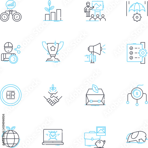 Online banking linear icons set. Security, Efficiency, Convenience, Accessibility, Transactions, Accounts, Integration line vector and concept signs. Transactions,Transfers,Balances outline