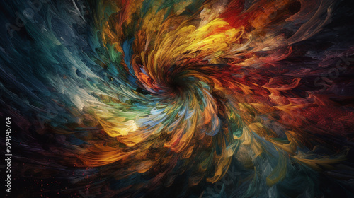 Spiral multicolor waves and curves painting 3D wallpaper background