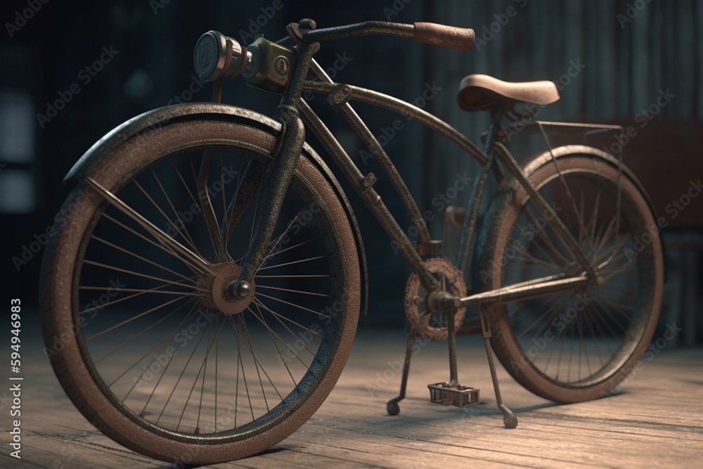 Vintage bike 3D illustration. Generative AI