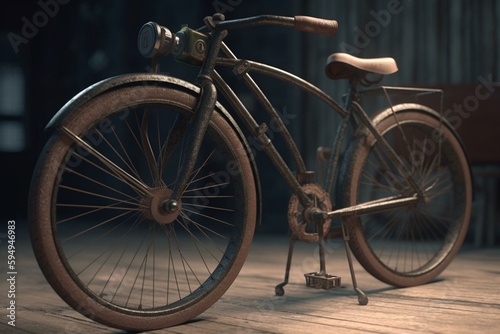 Vintage bike 3D illustration. Generative AI