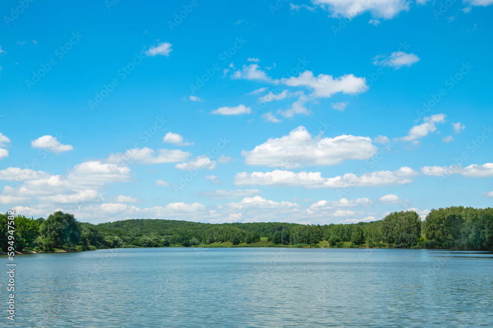 landscape with river and blue sky