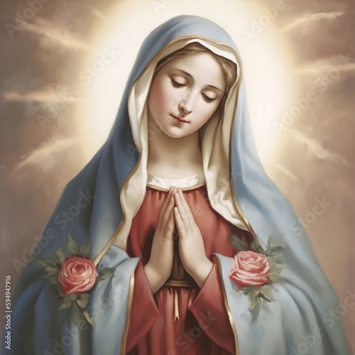 Painting of Virgin Mary. generative ai photo