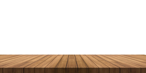 Empty wood table transparent background For product placement