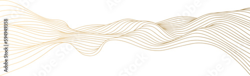 Vector abstract line art wavy smooth flowing dynamic gold gradient isolated on transparent background in concept luxury, wave, ocean.