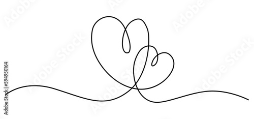 Heart line. Vector illustration. Symbol of love. Line art.
