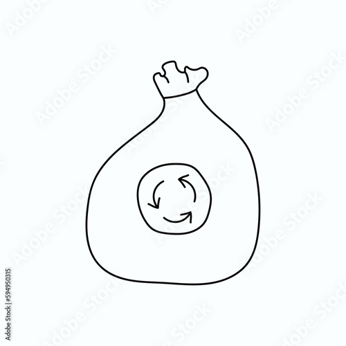 Hand drawn vector illustration of trash bag.