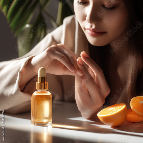Discover the transformative power of Vitamin C Serum with this stunning photo., Generative AI