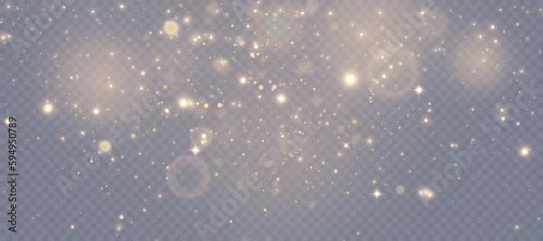 Glowing light effect with lots of shiny particles isolated on transparent background. Vector star cloud with dust. For holiday and advertising design.