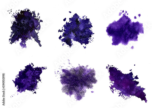 Watercolor abstract background set purple colors. 