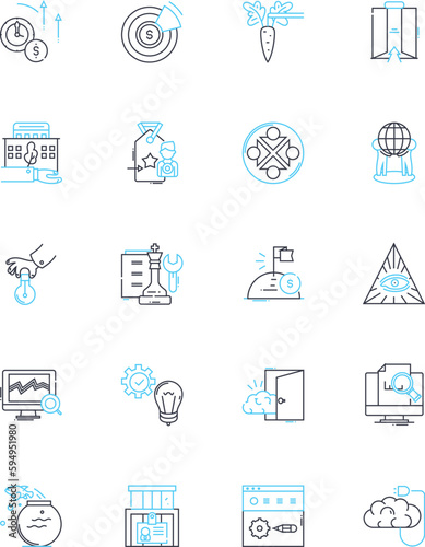 World trade linear icons set. Globalization, Export, Import, Tariffs, Embargo, Free trade, Protectionism line vector and concept signs. Trade barriers,Multilateralism,Bilateralism outline