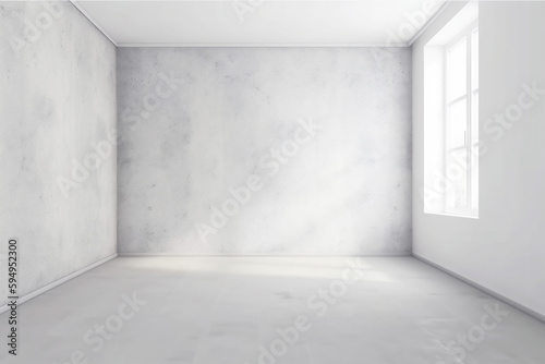 wall overlay design white contemporary home empty interior window room background light. Generative AI.