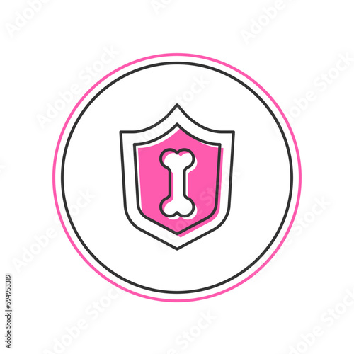 Filled outline Animal health insurance icon isolated on white background. Pet protection concept. Vector