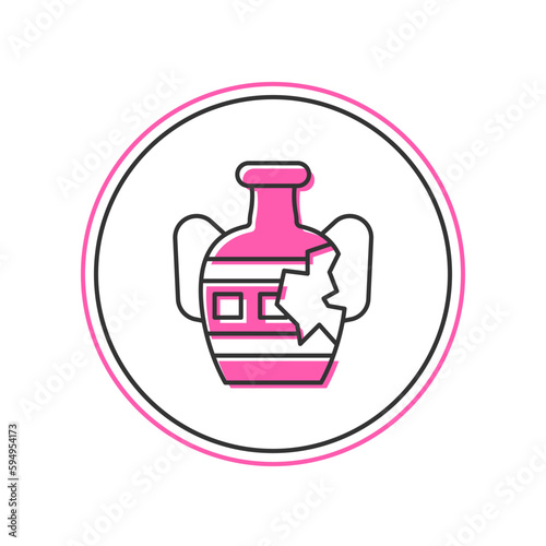 Filled outline Broken ancient amphorae icon isolated on white background. Vector