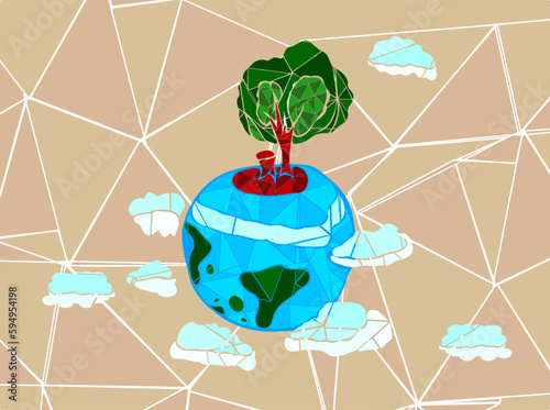 22 april earth day vector with brown background