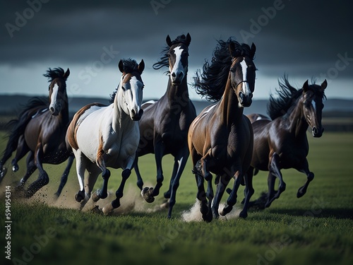 horses on the meadow. generative ai