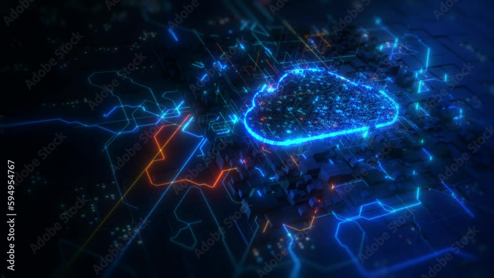 Cloud computing data storage and transfer of digital data, Global network connection, High speed connection data analysis, Technology data network background, 4k