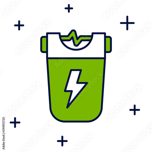 Filled outline Police electric shocker icon isolated on white background. Shocker for protection. Taser is an electric weapon. Vector