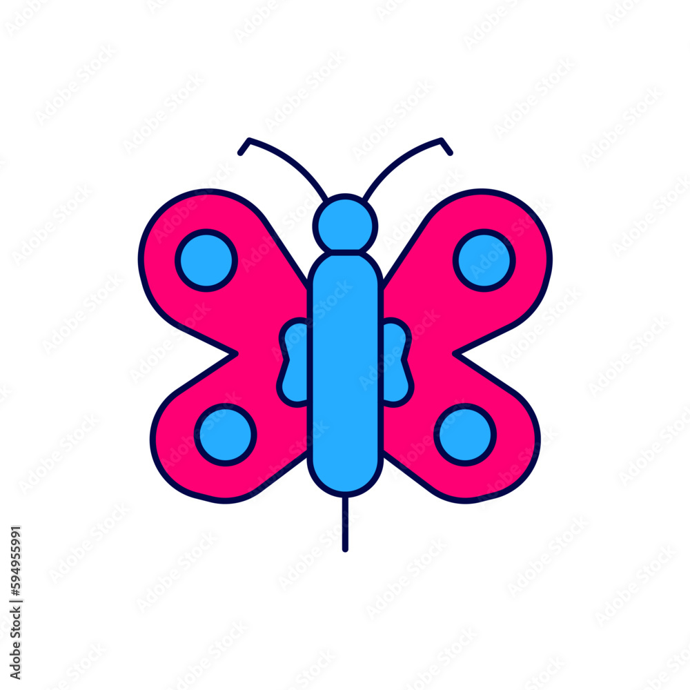 Obraz premium Filled outline Butterfly icon isolated on white background. Vector