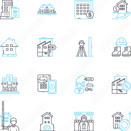 Development linear icons set. Innovation, Progress, Growth, Advancement, Improvement, Evolution, Transformation line vector and concept signs. Maturation,Expansion,Optimization outline illustrations