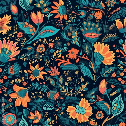 Vector floral seamless pattern illustration