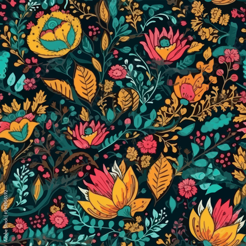 Vector floral seamless pattern illustration