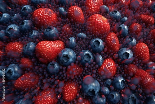 blueberries and strawberries. Generative AI