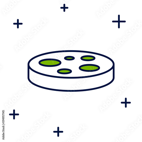 Filled outline Petri dish with bacteria icon isolated on white background. Vector