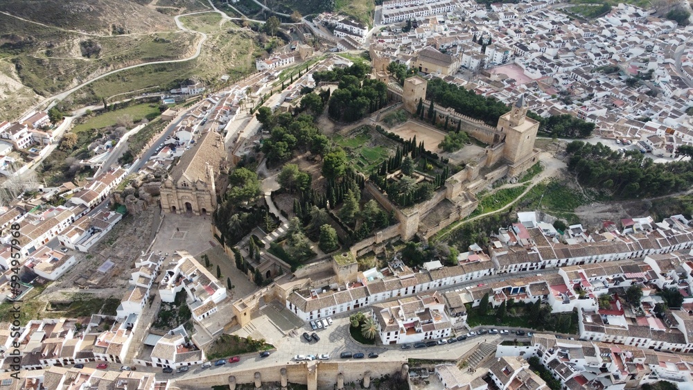 Beautiful old fortress near the white village, Alcazaba from Antequera in Spain