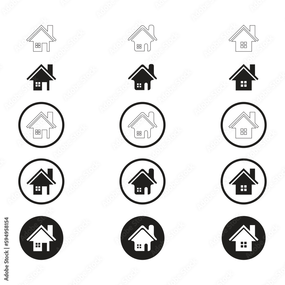 Simple Set of Home Icon. Home Icon without door. Home Icon with door. Home Icon with circle. Simple Set of Home Icon. Home Icon without door. Home Icon with door. Home Icon with circle.