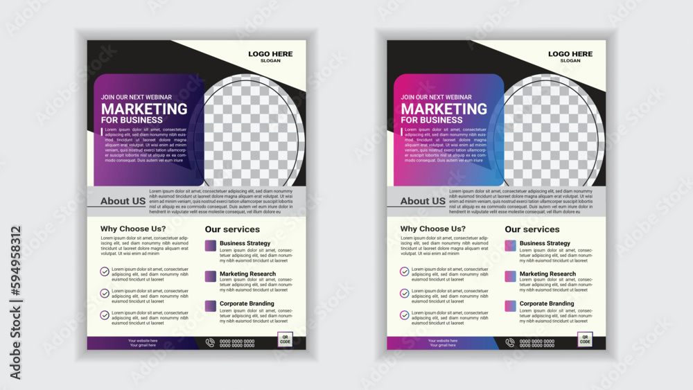 Corporate business a4 flyer vector template design for a digital marketing company. annual report geometric proposal poster and brochure cover.
