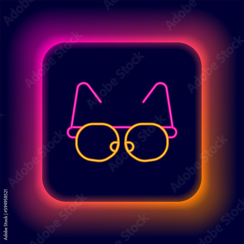 Glowing neon line Glasses icon isolated on black background. Eyeglass frame symbol. Colorful outline concept. Vector