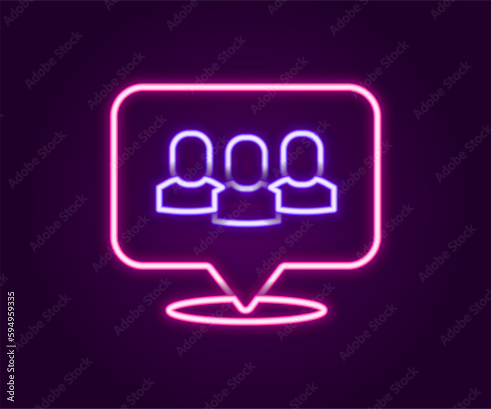 Glowing neon line Project team base icon isolated on black background. Business analysis and planning, consulting, team work, project management. Developers. Colorful outline concept. Vector Glowing neon line Project team base icon isolated on black background. Business analysis and planning, consulting, team work, project management. Developers. Colorful outline concept. Vector