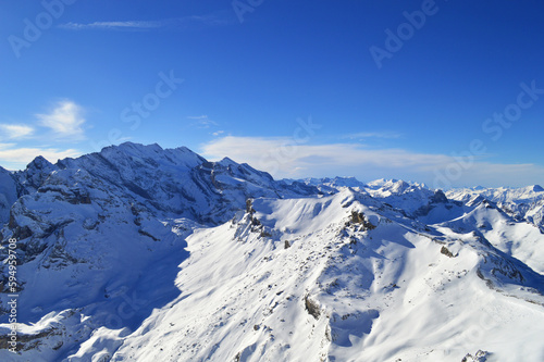 Mountain Schilthorn Eiger Monch Jungfrau  Switzerland. Alps