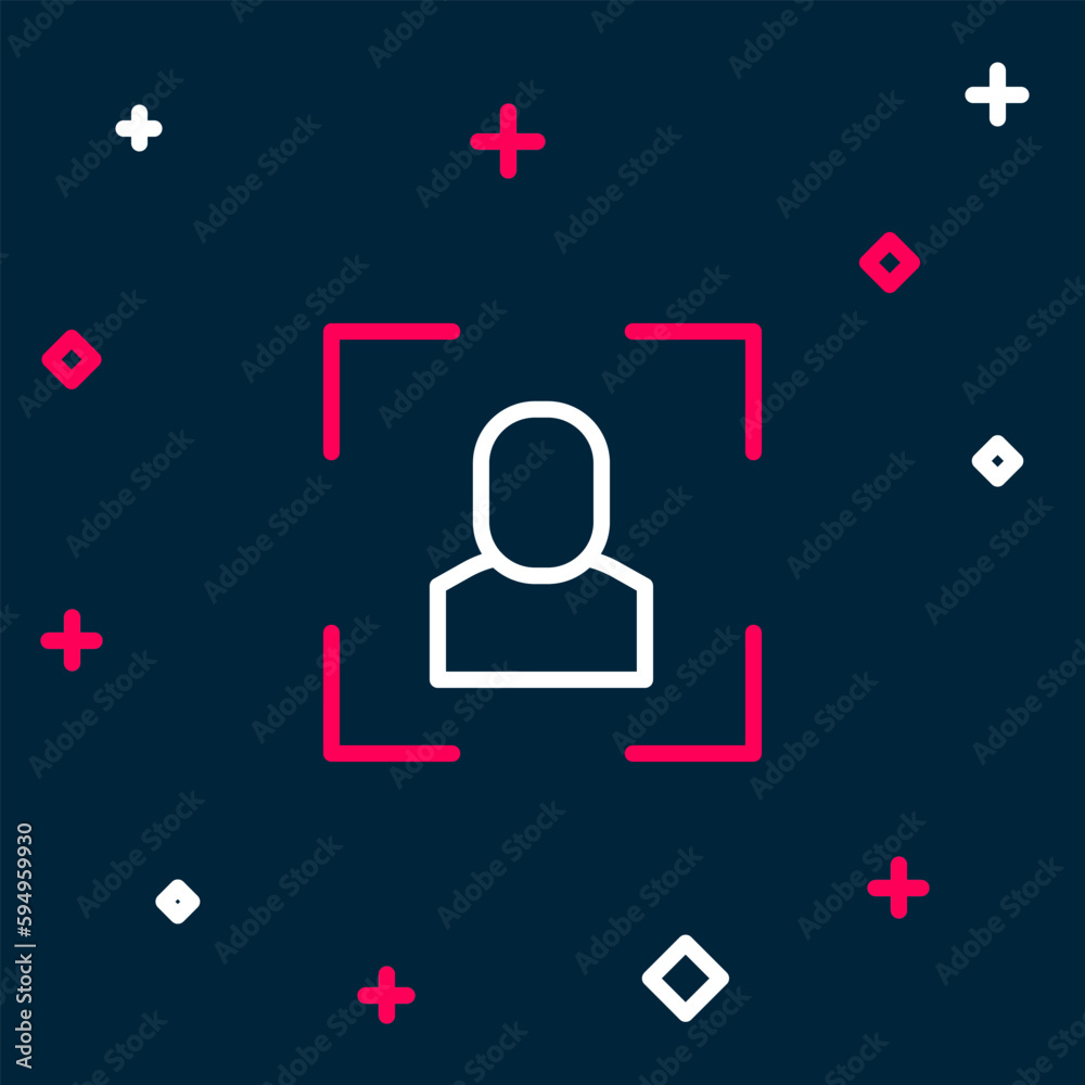 Line Camera focus frame line icon isolated on blue background. Colorful outline concept. Vector Line Camera focus frame line icon isolated on blue background. Colorful outline concept. Vector