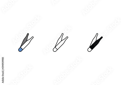 tweezers Icons in three styles vector stock illustrations.sutiable mobile apps web and ui ux