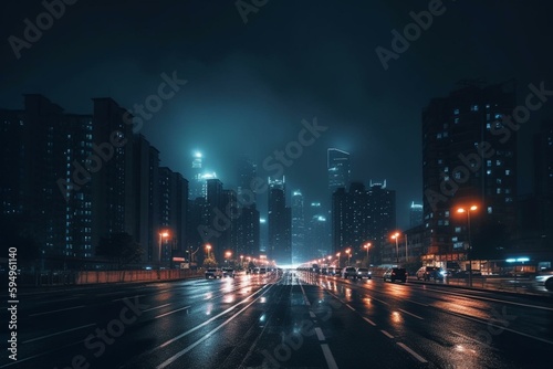 lights at night city. Generative AI