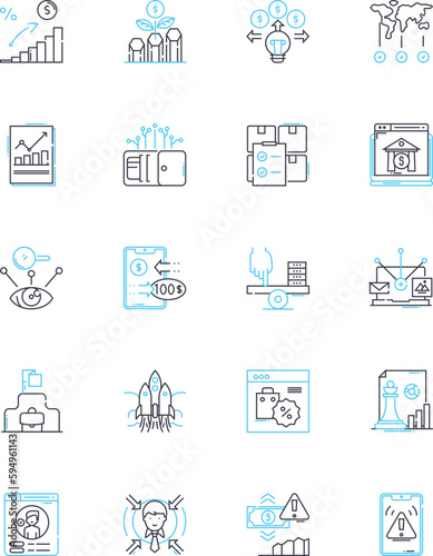 My management linear icons set. Leadership, Communication, Delegation, Accountability, Strategy, Organization, Decision-making line vector and concept signs. Planning,Collaboration,Efficiency outline