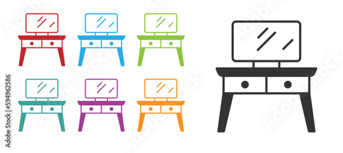 Black Dressing table icon isolated on white background. Set icons colorful. Vector