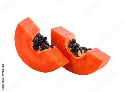 sliced of ripe papaya isolated transparent png