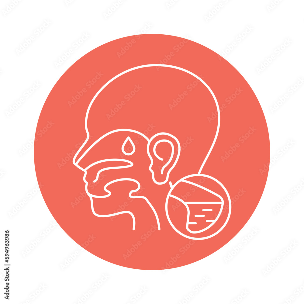 Sinusitis color line icon. Human diseases. Sinusitis color line icon. Human diseases.